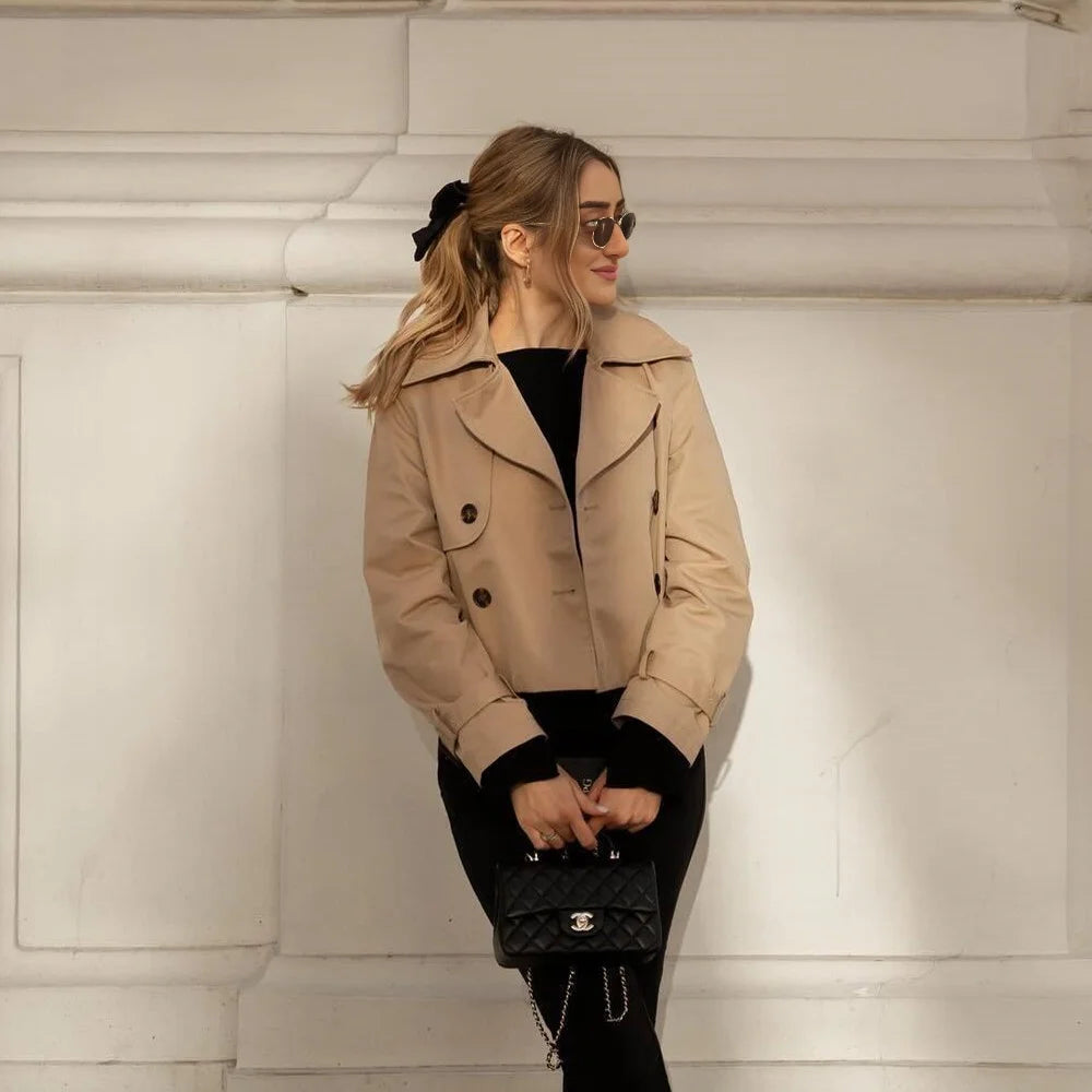 Jacket Women Streetwear Double Breasted Long Sleeve Top Female Chic Coat Outfits