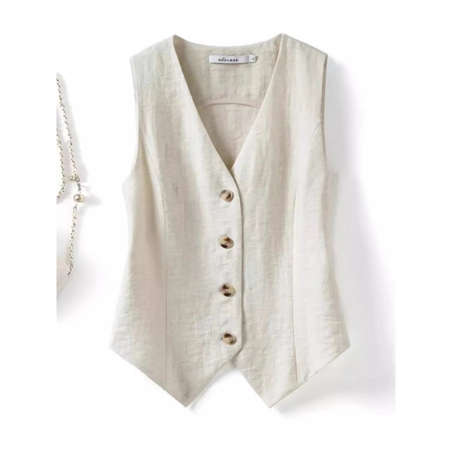 Summer solid color linen vest thin women's vest slim fit short sleeveless suit V-neck shoulder vest