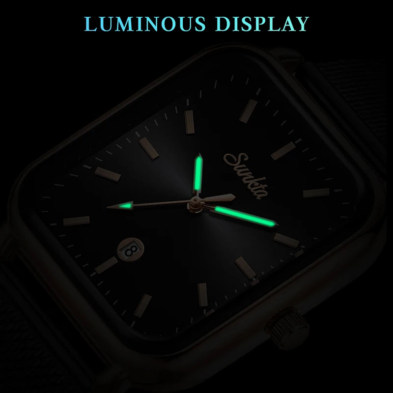 LIGE Vintage Fashion Quartz Wristwatches SUNKTA 2026 Top Luxury Watches Women Waterproof Luminous Mesh Strap Ladies Watch Gifts