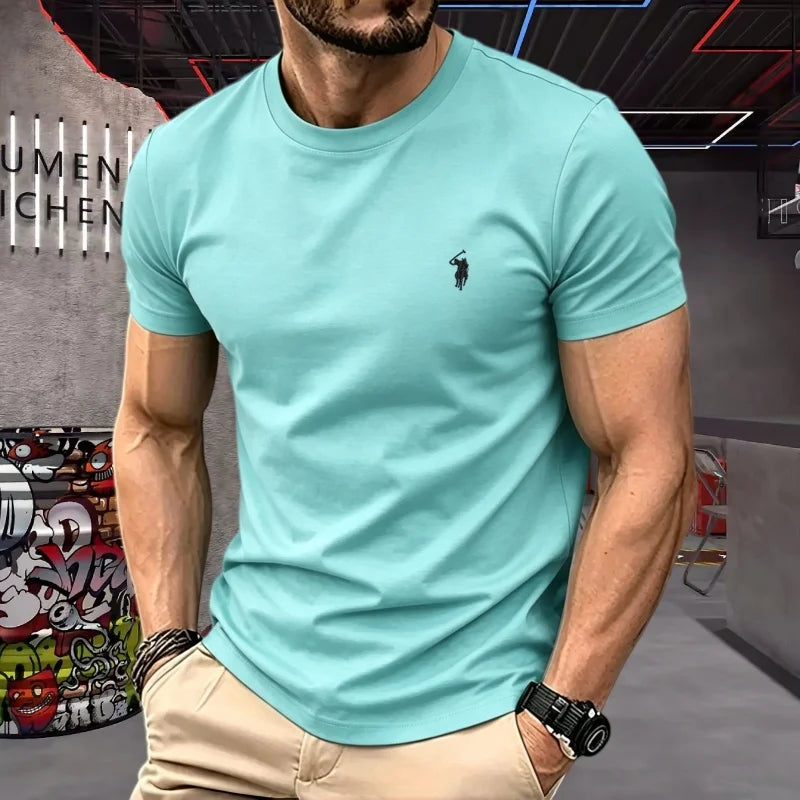 brand round neck short sleeved men's 2026 summer fashion