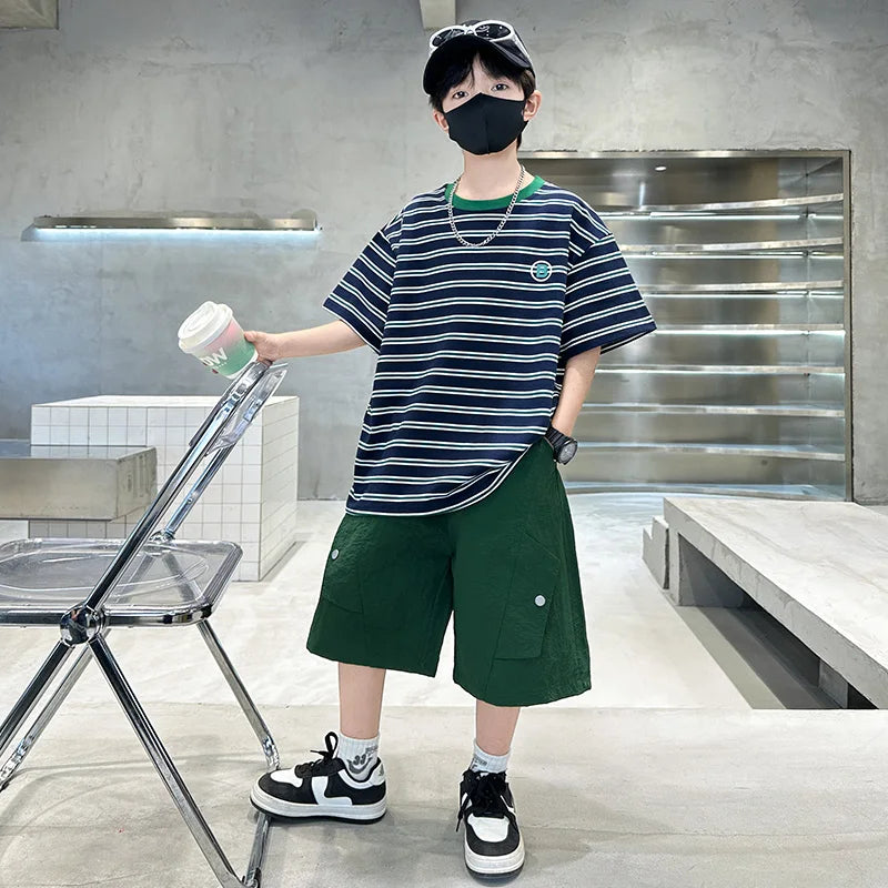 2 Piece Cotton Clothing Set Children Top and Bottom Clothes Set Tracksuit Age 5-14Y