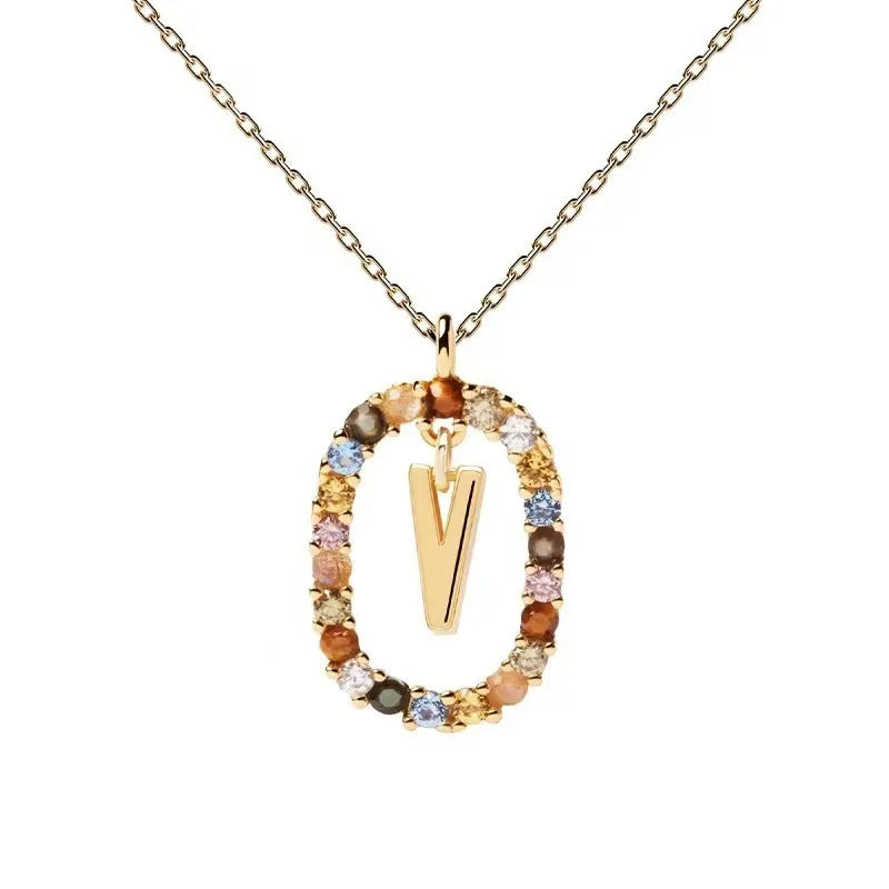 Creative A-Z Letter Pendant Women's Necklace Sweet Versatile Adjustable Chain Lobster Clasp Colorful Jewelry Popular 2026 Gift