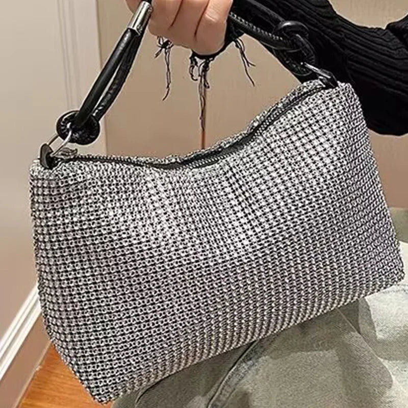 Flash diamond with diamond small bag female willow nail fashion crossbody bag chain net red handbag shoulder bag