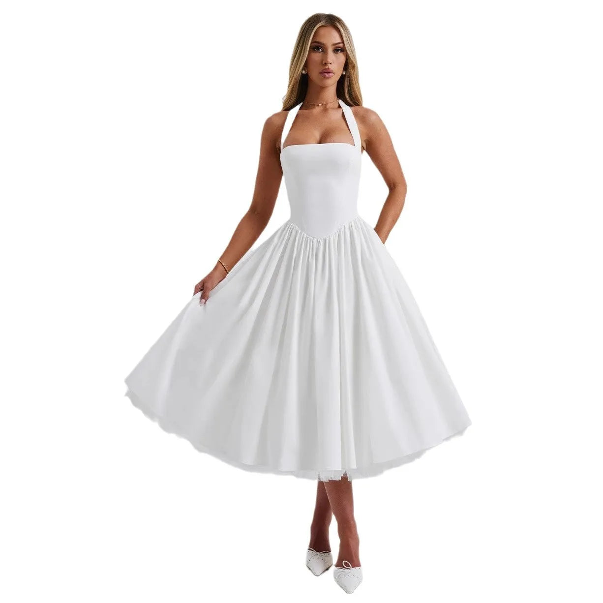 Elegant Sling Slim Long Dresses For Women 2025 Summer Fashion Sleeveless Backlesss A-line Halter Maxi Dress Elegant Vestidos