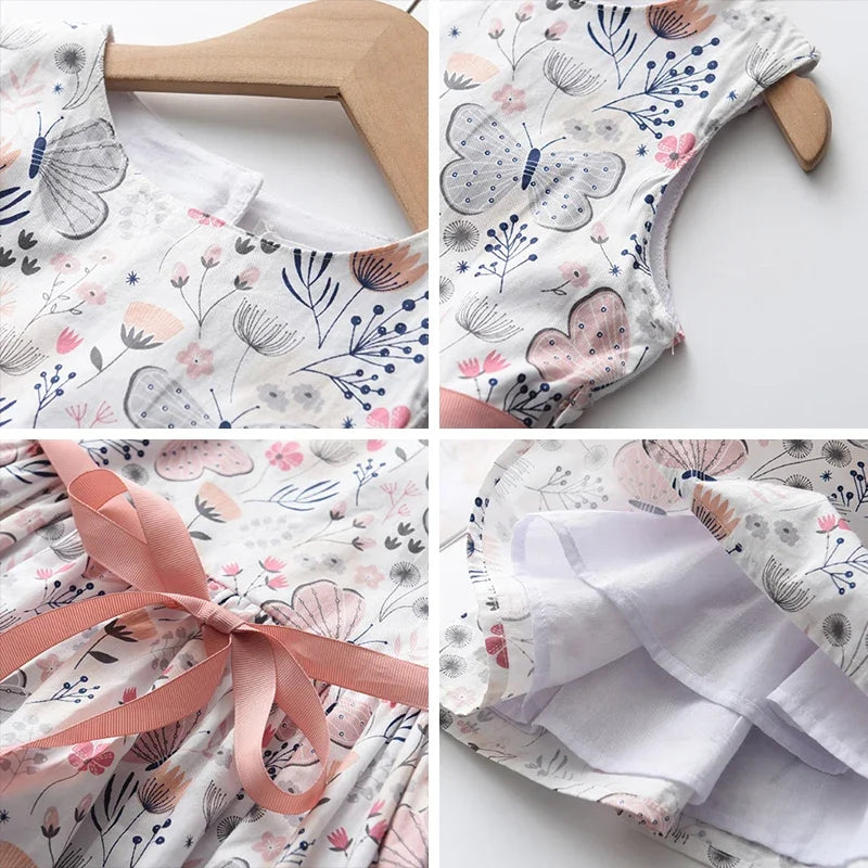 Bear Leader Summer New Flower Printed Children's Clothing Fashion Simple Princess Dress Korean Version Girls Casual Dresses