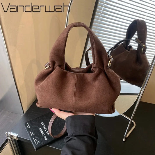 Designer Frosted Mini Handbag Luxury Women's Faux Suede Top-Handle Bags Female Shoulder Crossbody Bags for Women Summer Style