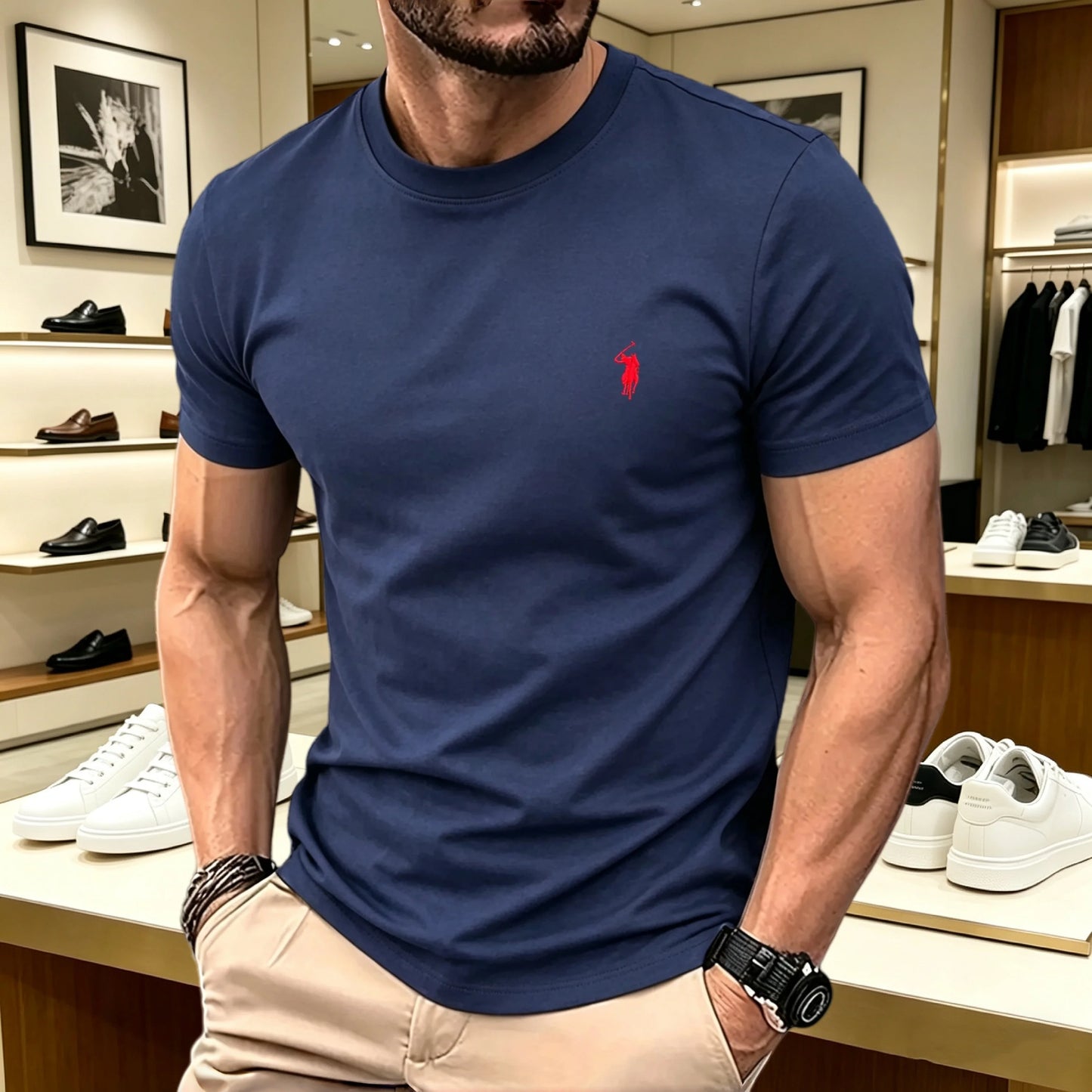 brand round neck short sleeved men's 2026 summer fashion