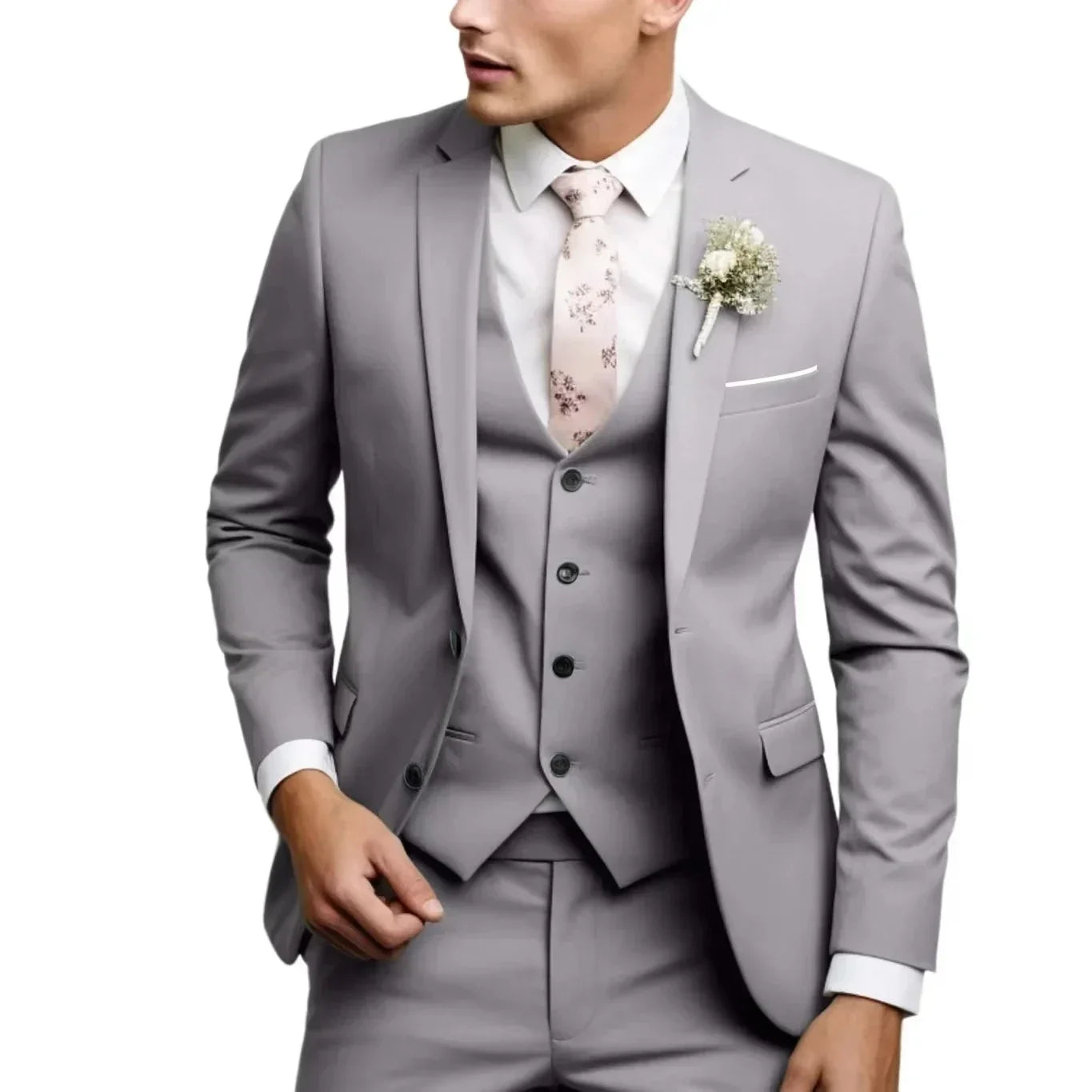 Casual Men's Suits  Slim Regular Fit 3 Piece Elegant Tuxedos Notch Lapel Blazer Vest Pants for Evening Party  Formal  Wedding