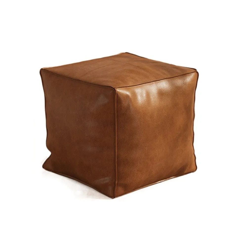 Nordic Style Non-Slip Storage Stool Large Capacity Waterproof PU Leather Ottoman Thicken Stackable Leather Pouf Living Room