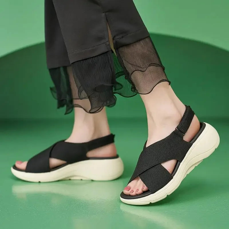 GKTINOO 2026 Summer Shoes Women Flat Sandals Peep toe Fashion Brand Ladies Shoes Bohemia Style Sandals Black Green Plus Size 41