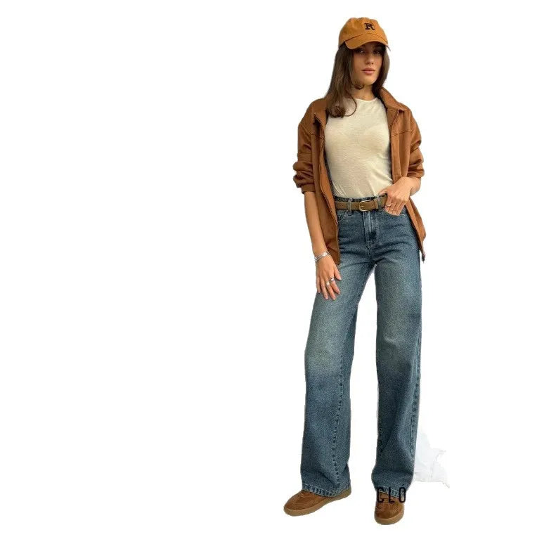 Y2K Vintage Jeans Women Loose Harajuku Casual Denim Pants High Waist Wide Leg Jeans Streetwear Female Pockets Trousers
