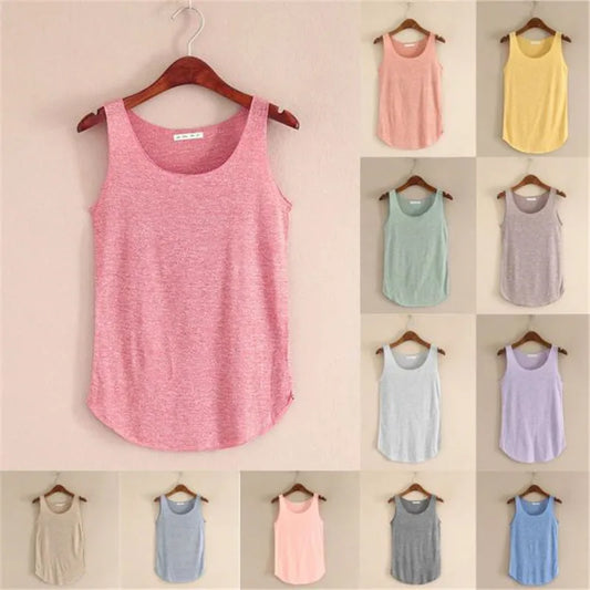 Summer Fitness Tank Top New T Shirt Loose Model Women Sleeveless T-shirt Cotton O-neck Slim Tops Fashion Woman Clothes