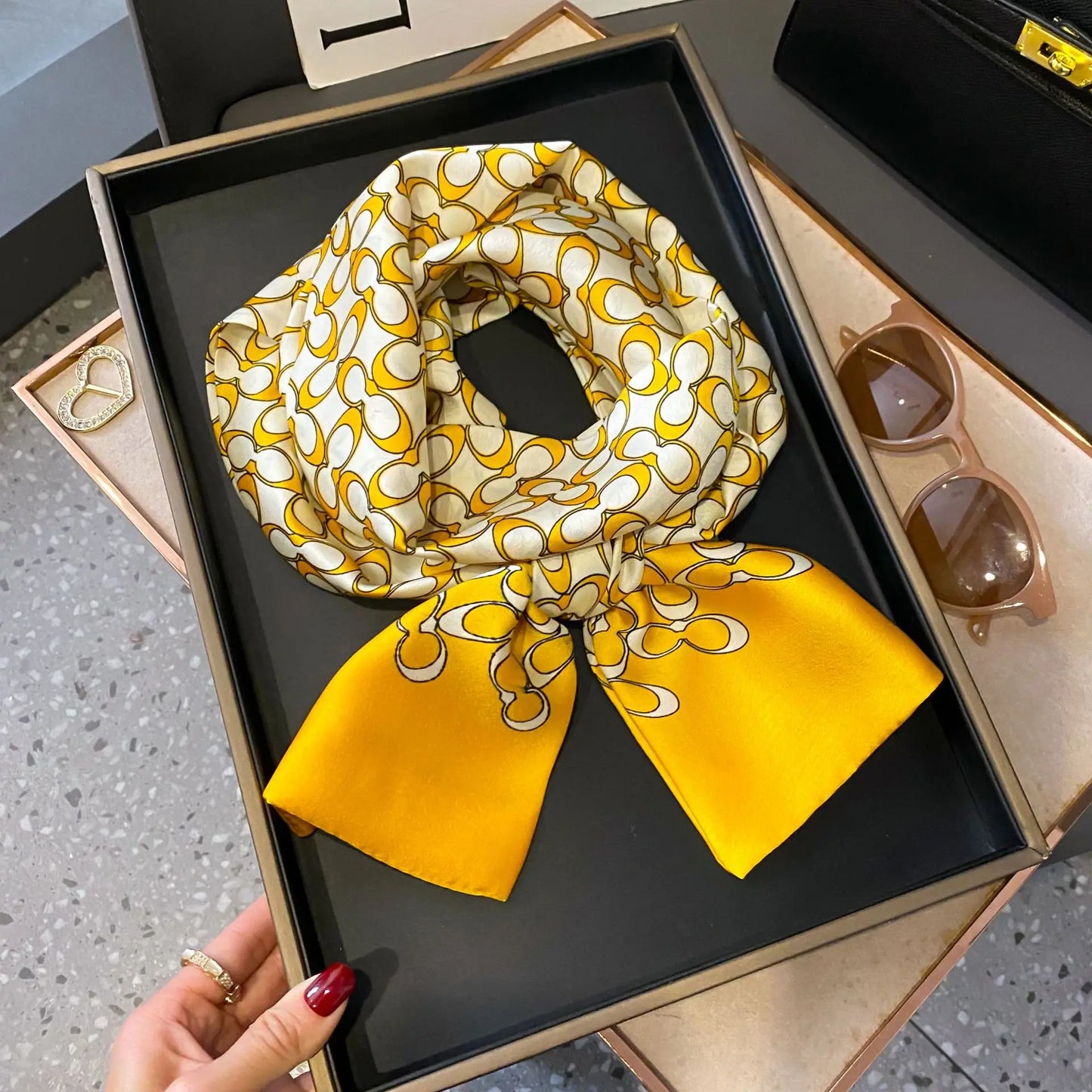 Long Silk Scarf Bag Tie Women Neck Skinny Scarves Hair band Foulard Horse Print Brand Lady Neckerchief Ribbon