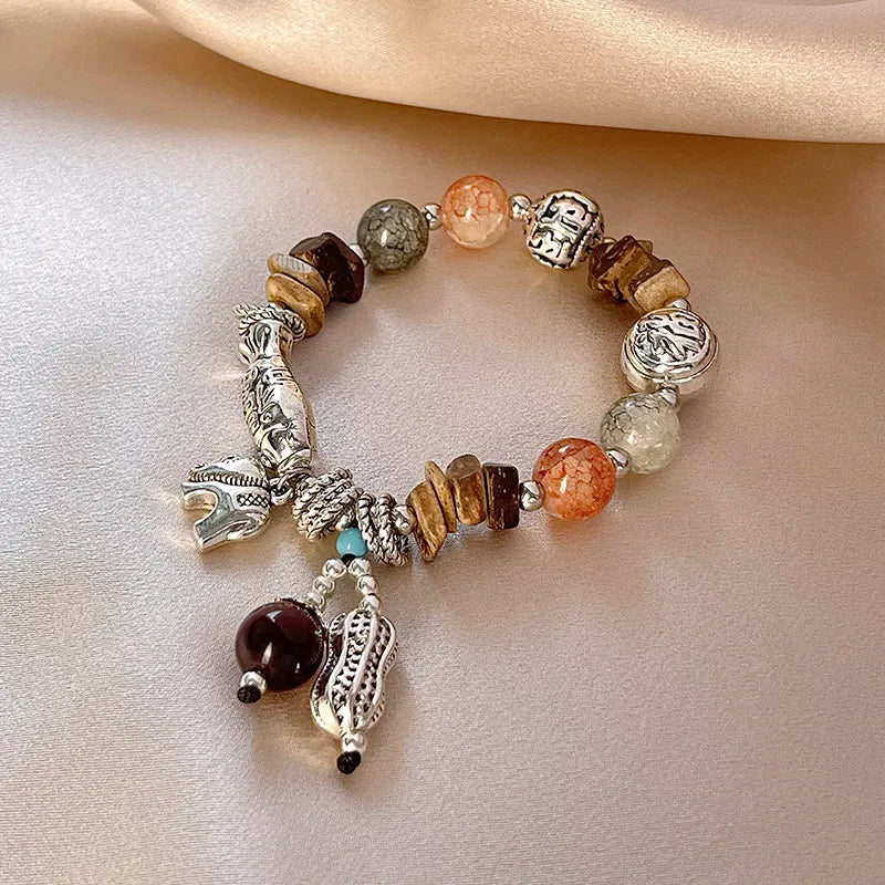 Ethnic Style Natural Stone Elephant Bracelet Women's Light Luxury Niche Refined Vintage Bracelet 2026 New Chinese Style Bracelet