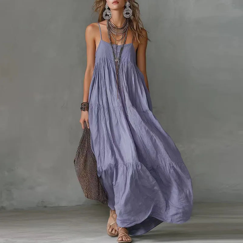 Summer Spaghetti Strap Boho Maxi Dress Woman