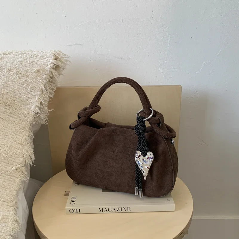 Small Suede Fashion Leather Shoulder Bags for Women 2026 Luxury Designer Brand Trend Crossbody Bag Females Short Handle Handbags