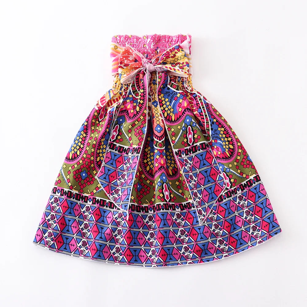 Floral Dress Sling Ruffles Bohemian Beach Princess Dresses for Girl Clothing