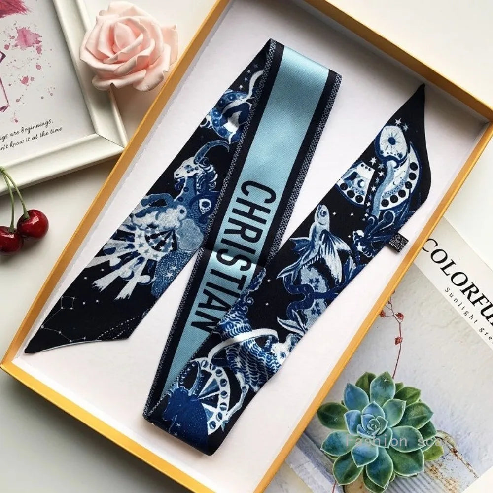 Star with The Same High-end Tied Bag Scarf Tied Bag Handle Wrapped Bag Decoration Long Strip Gold Ribbon Luxury Gift Wholesale