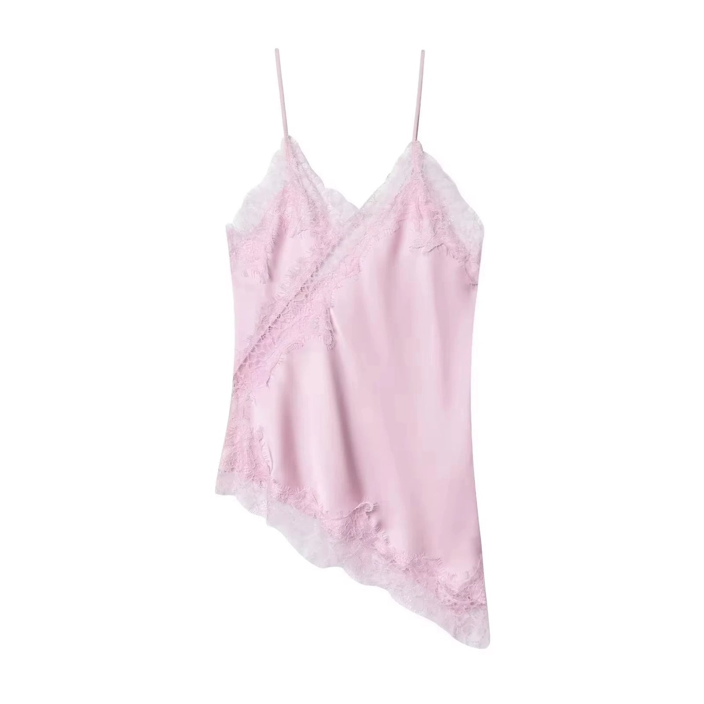 HH 2026 Summer Polka Dot Tops For Women Fashion High Street Asymmetrical Lace Patchwork Tanks Elegant Women Backless Camisole