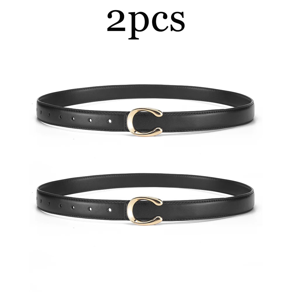 2-3pcs Fashion C-buckle Belt Simple Women Jeans Skirt Automatic Buckle Belt Trendy Women Birthday Party Gifts