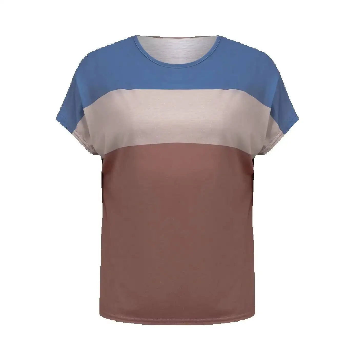 Women's T-Shirt Round Neck Short Slv Color Block Soft Loose Tops Casual Tee Spring Summer Trendy T-Shirt Daily Breathable Tops