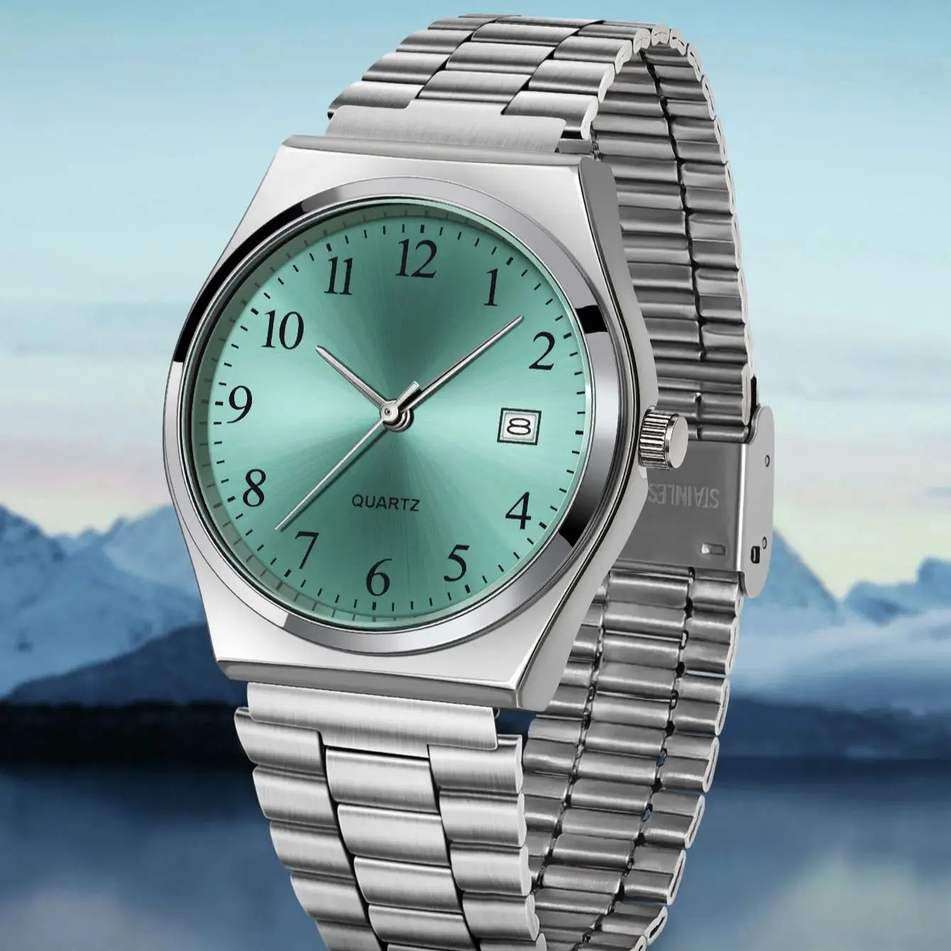 LUCKY FOX - Stylish & Minimalist Stainless Steel Wristwatch with Black Dial - Precise Timekeeping for Everyday