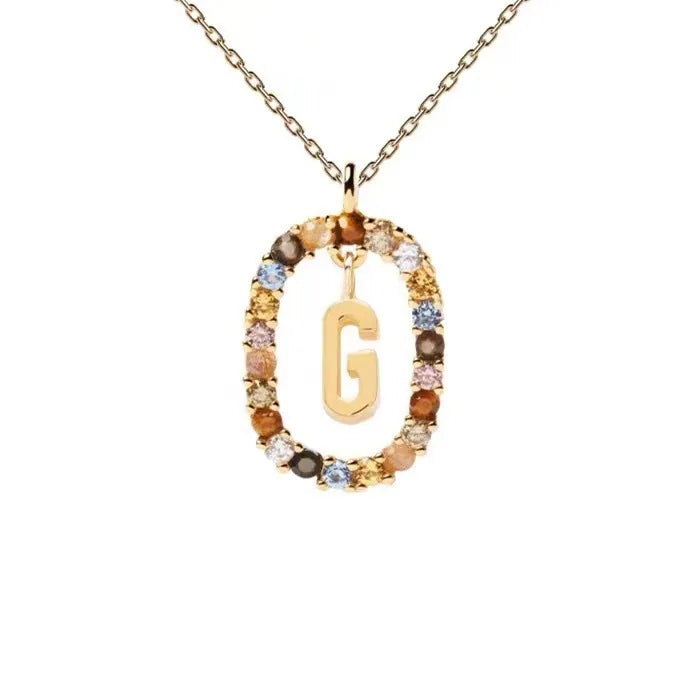 Creative A-Z Letter Pendant Women's Necklace Sweet Versatile Adjustable Chain Lobster Clasp Colorful Jewelry Popular 2026 Gift
