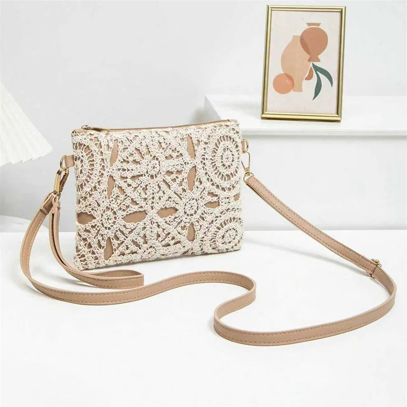 Pattern Hollow Woven Bag，Boho Beach Bags ，Premiun Style Crossbody Bag For Ladies，Vacaition Outfits Women,Travel Must Haves