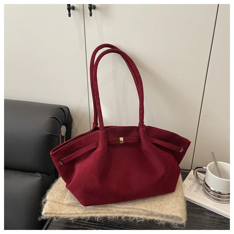 Faux Suede Shoulder Bag Women Fashion Commute Tote Bag Casual Underarm Bucket Purse Fall Daily Luxury Handbag
