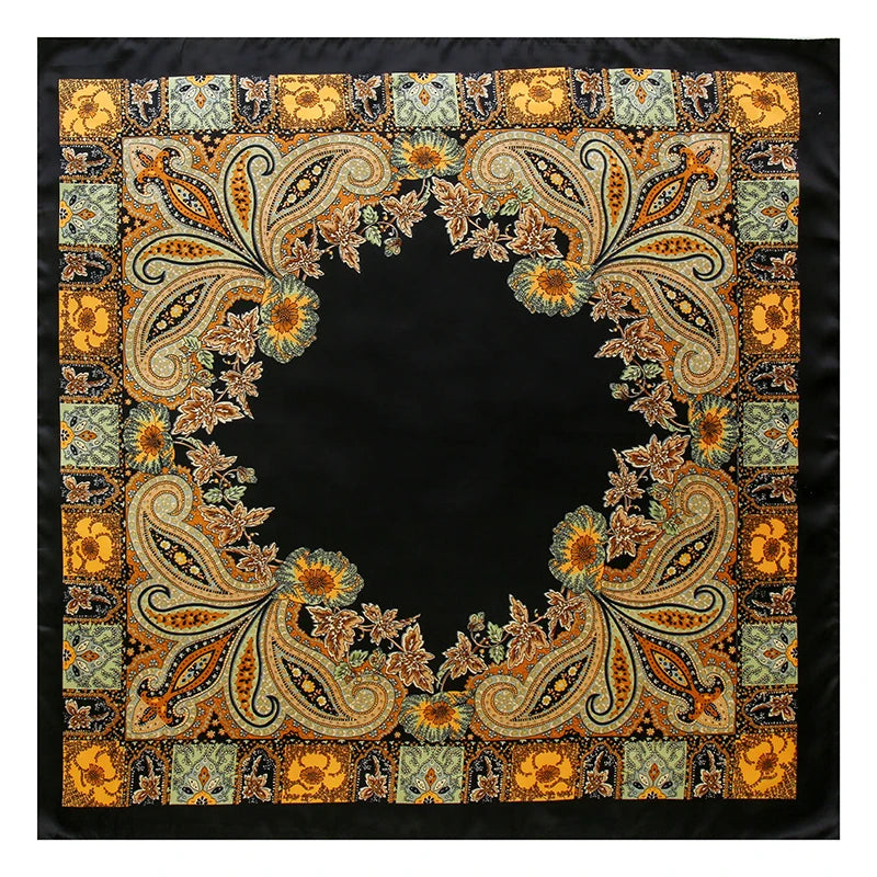 90cm Leopard Print Square Scarf Satin Silk Headband Muslim Woman Hijab Lady Fashion Hairwrap Rock Style Headscarf Islam Foulard