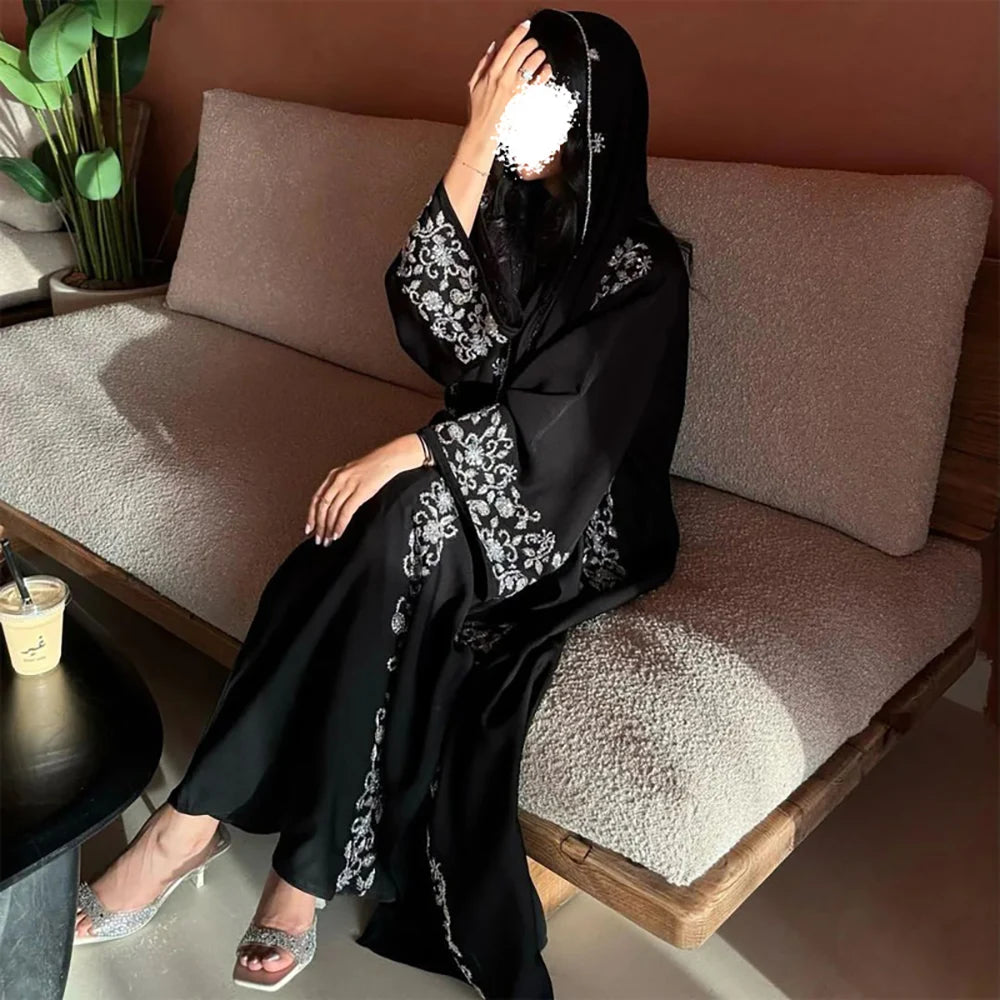Abaya Eid Gold Embroidery Design Long Sleeve Dubai