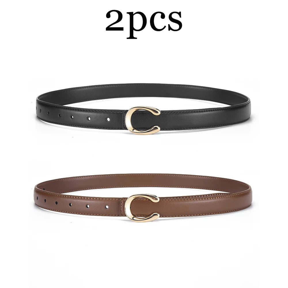2-3pcs Fashion C-buckle Belt Simple Women Jeans Skirt Automatic Buckle Belt Trendy Women Birthday Party Gifts