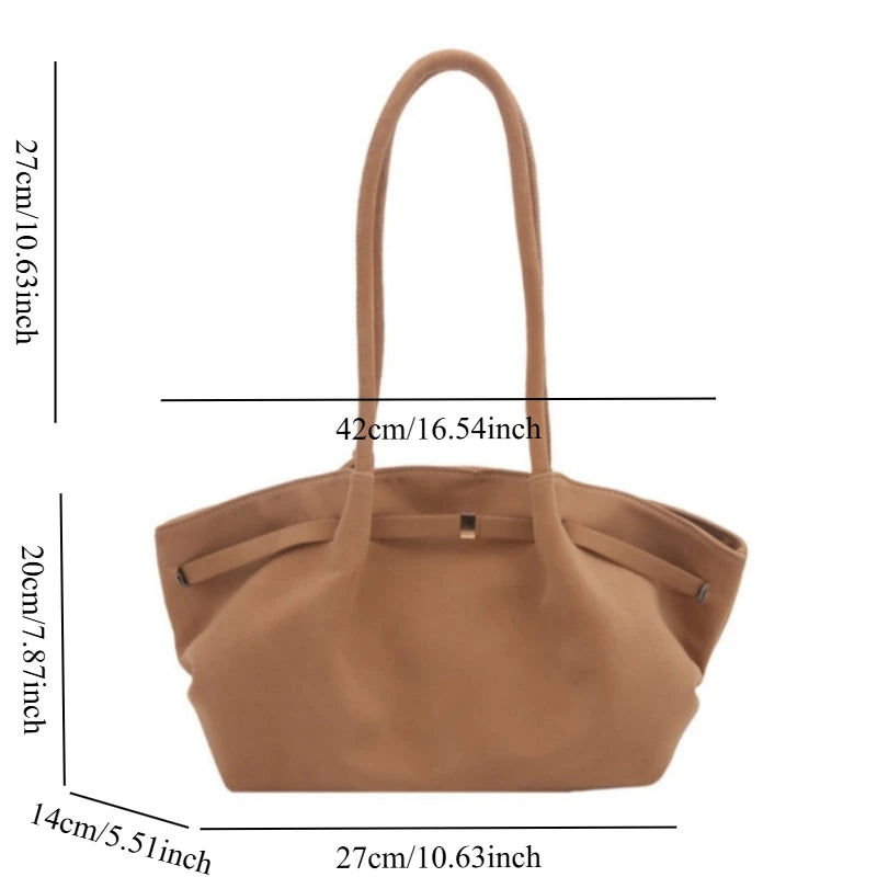 Faux Suede Shoulder Bag Women Fashion Commute Tote Bag Casual Underarm Bucket Purse Fall Daily Luxury Handbag