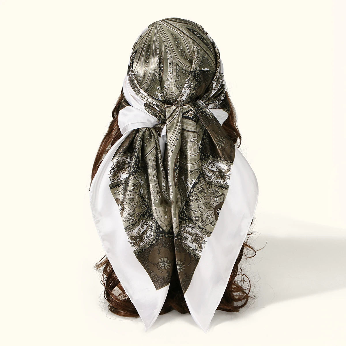 90cm Leopard Print Square Scarf Satin Silk Headband Muslim Woman Hijab Lady Fashion Hairwrap Rock Style Headscarf Islam Foulard