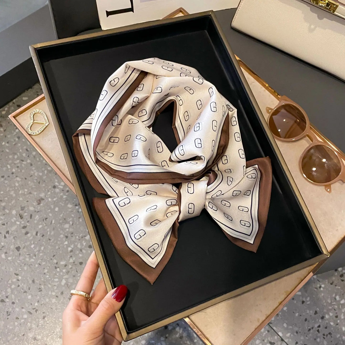Long Silk Scarf Bag Tie Women Neck Skinny Scarves Hair band Foulard Horse Print Brand Lady Neckerchief Ribbon