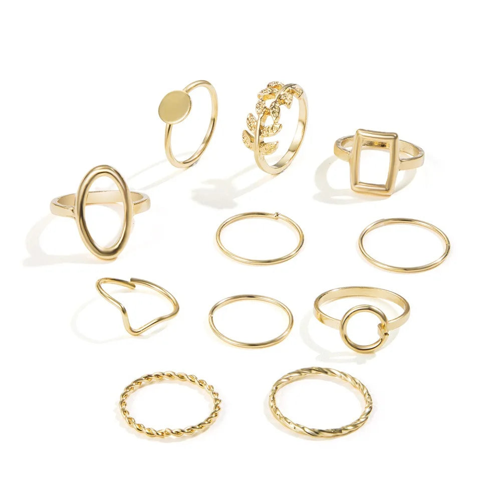 11 Pcs/Set Olive Branch Leaf Rings Set for Women Combination Creative Joint Ring Fashion Party Jewelry Gift