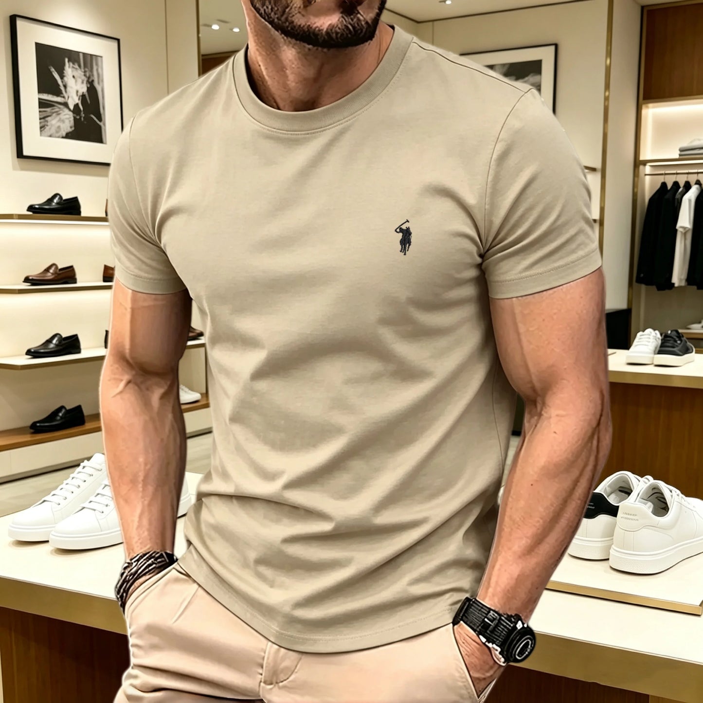 brand round neck short sleeved men's 2026 summer fashion