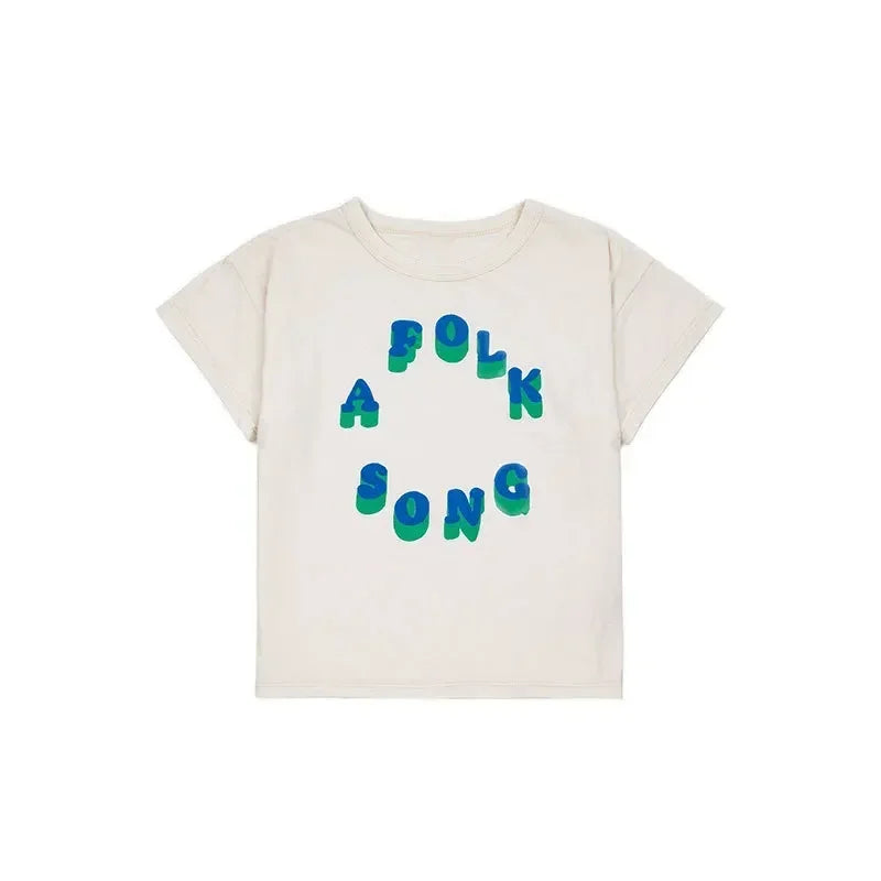 Summer Children's Casual T-Shirt Cartoon Print Short Sleeve Fun Inner Wear Korea Style Leisure INS New Product for Kids 2026