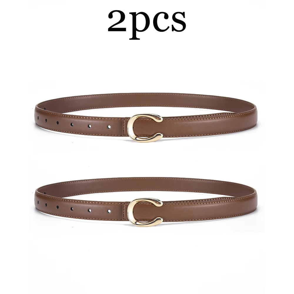 2-3pcs Fashion C-buckle Belt Simple Women Jeans Skirt Automatic Buckle Belt Trendy Women Birthday Party Gifts