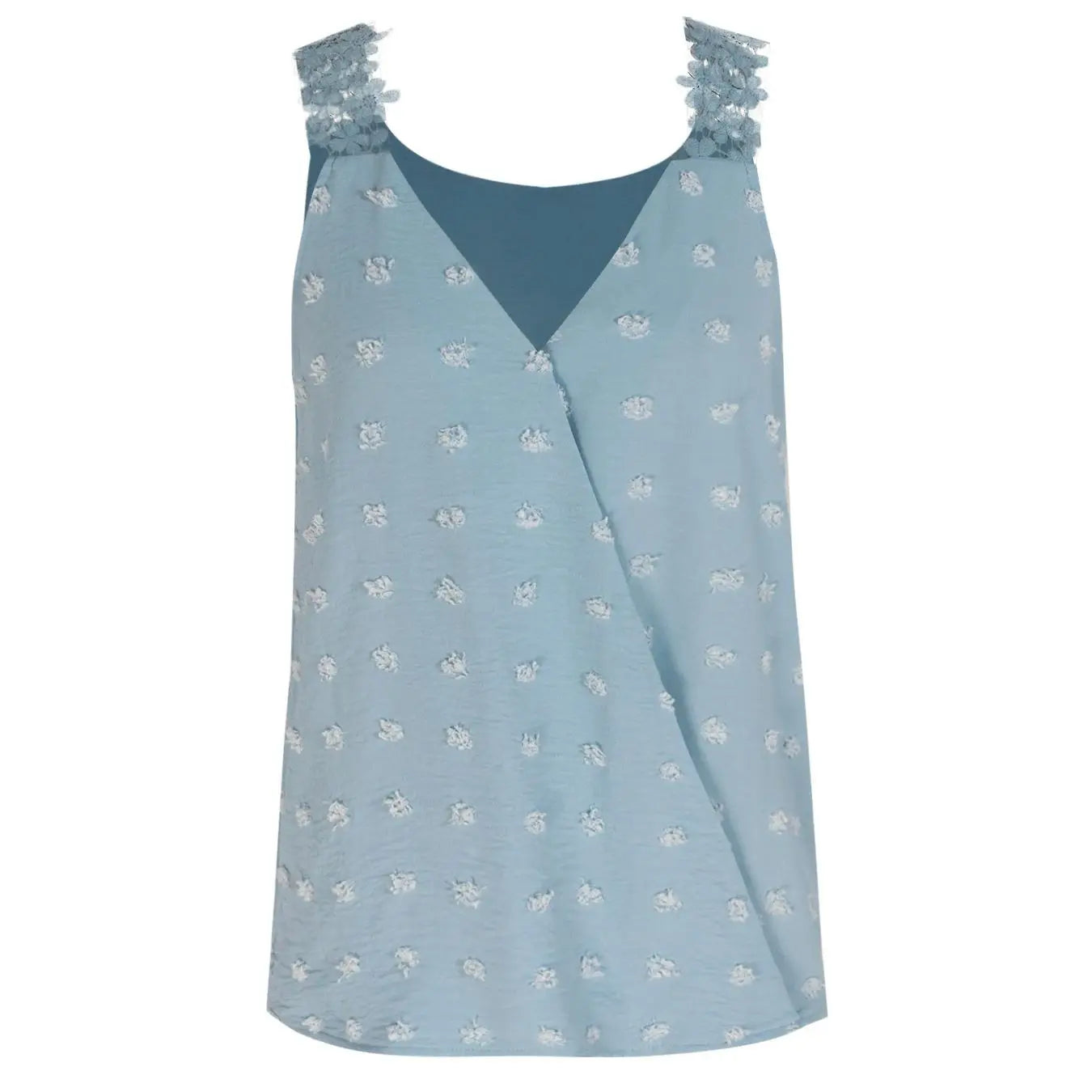 Women's V Neck Swiss Dot Tank Top Lace Trim Loose Top Casual Tank Top Spring Summer Chic Tank Top Daily Lightweight Top