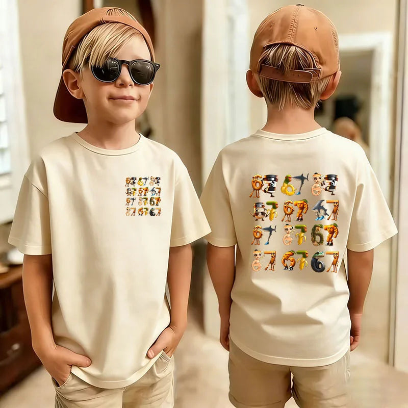 Cute Funny Six Seven Italian Brainrot 67 Number Graphic Print T-Shirt Boy/Girl Summer Short Sleeved Kids Tshirt Top Fan Gifts
