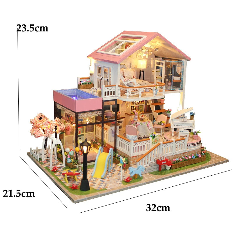 Wooden Miniature Doll House 3D Puzzle Assembly