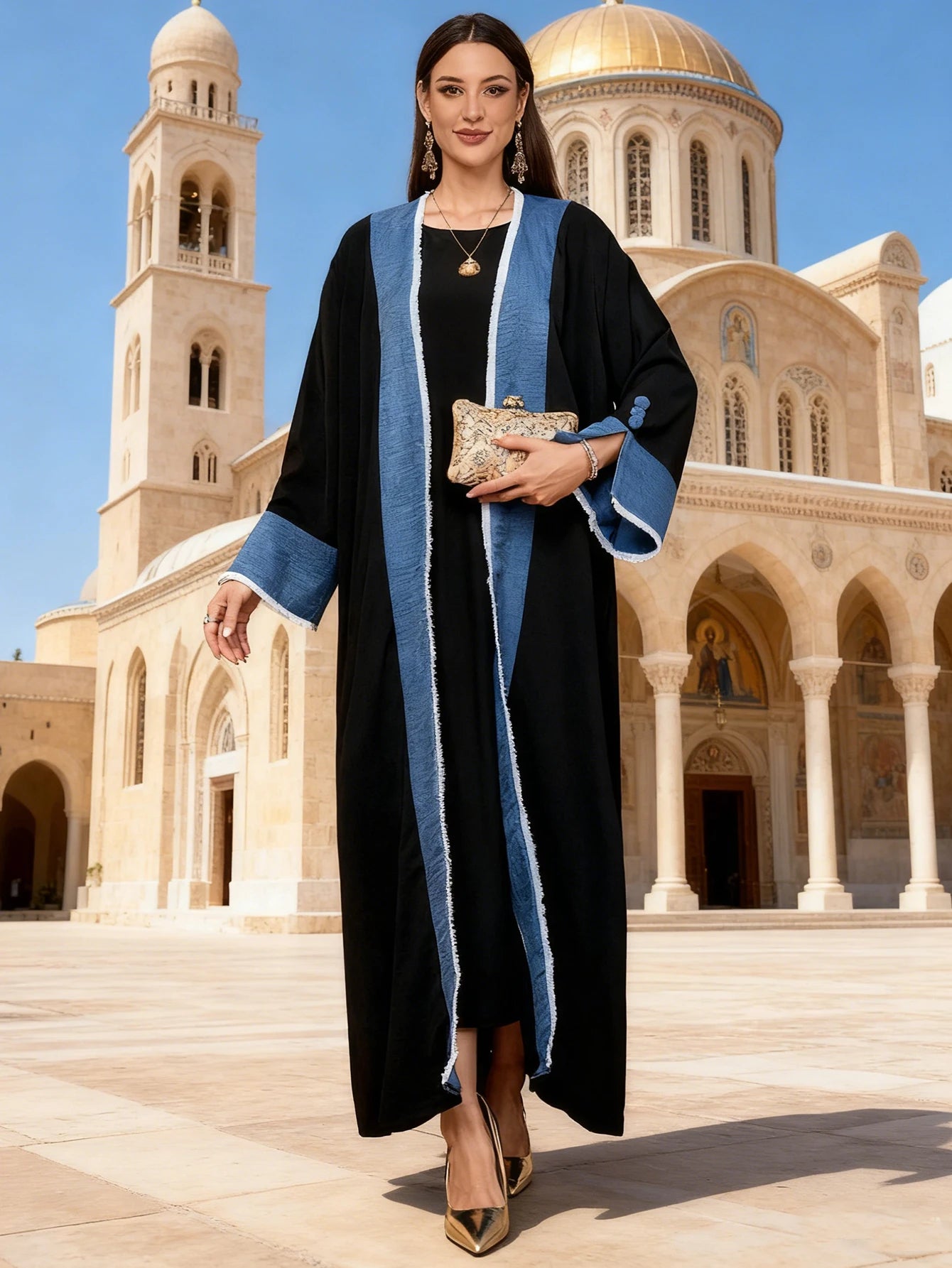 Elegant Split Sleeve Muslim Ramadan Eid Kimono Cardigan Abaya Damen Dubai Turkey Islam Abayas Women Elegant Tassel Abaya Robes