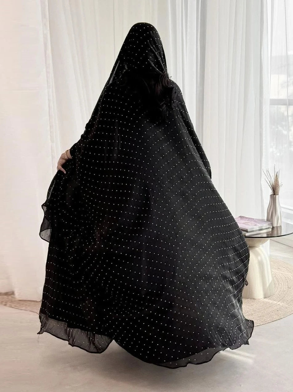 Abaya with Scarf Diamond 2 Piece Set Party Headscarf