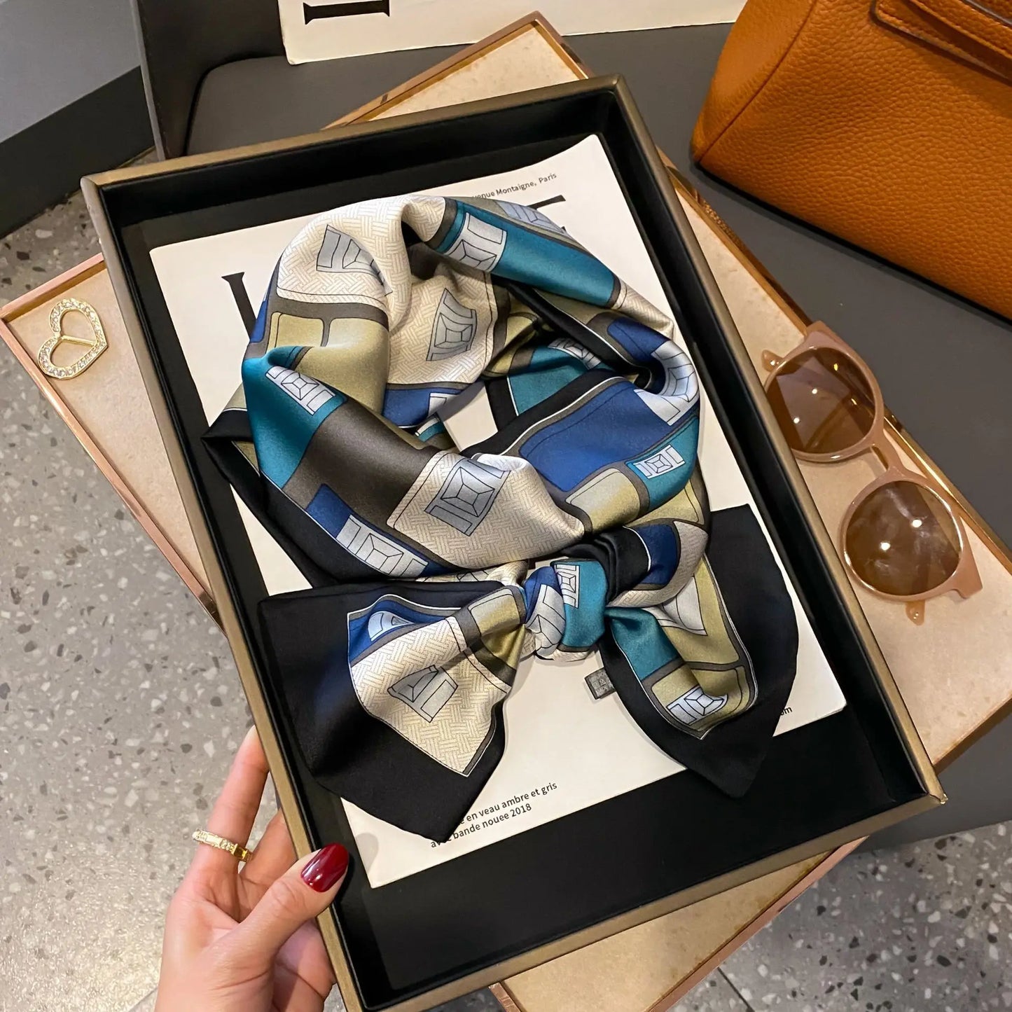 Long Silk Scarf Bag Tie Women Neck Skinny Scarves Hair band Foulard Horse Print Brand Lady Neckerchief Ribbon