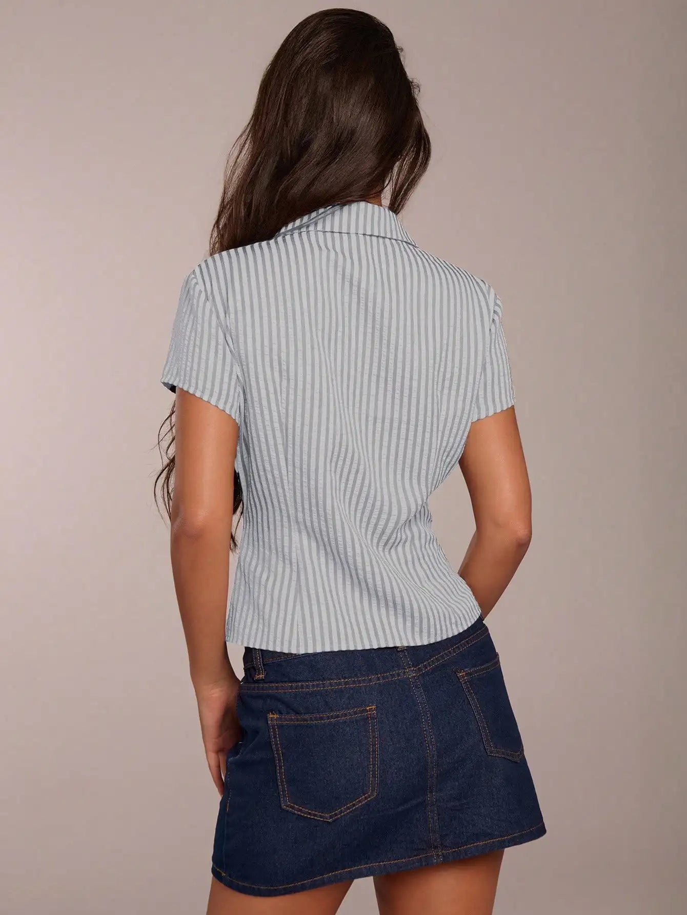 Striped Ruched Short Sleeve Shirt Blouse For Women Casual Summer Top