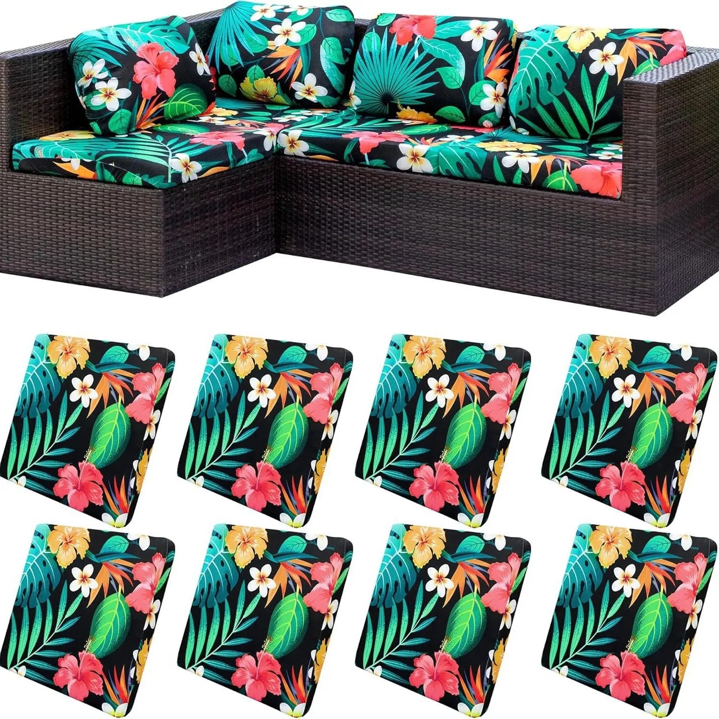 Outdoor Elastic Sofa Cover Cushion Cover for Garden Patio Replacement Sofa