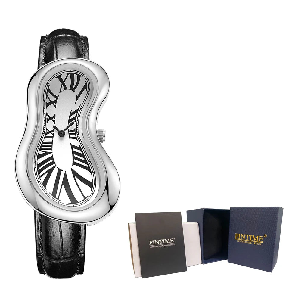 2026 Unique Canteen Shape Y2K Watch Vintage Quartz Watch 30M Waterproof Roman Dial Leather Strap Unisex Gift Twisted Wristwatch