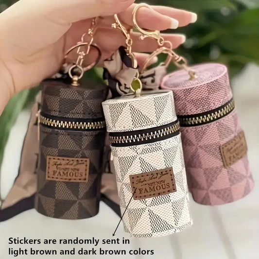 Mini Retro Coin Purse, Classic Pouch With Scarf Decor, Zipper Portable Multifunctional Lipstick Bag Vintage Flower Leather