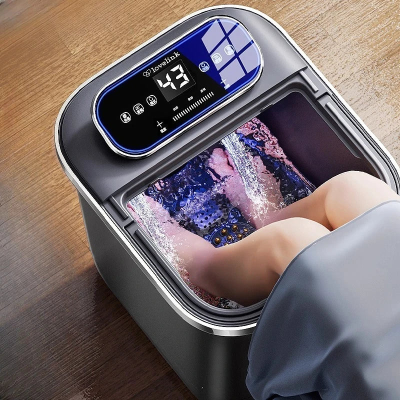 Electric Foot Bath Bucket Vibration Sterilization Foot Spa Bubbles Surfing Massage for Relieve Pressure Relaxation Foot Massager